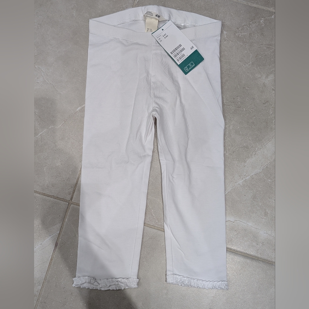 5/$35 NWT H&M White Crop Leggings • Organic Cotton • Size 5–6Y